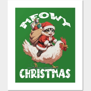 Meowy Christmas - 5, Funny Cute Cat on a Chicken Posters and Art
